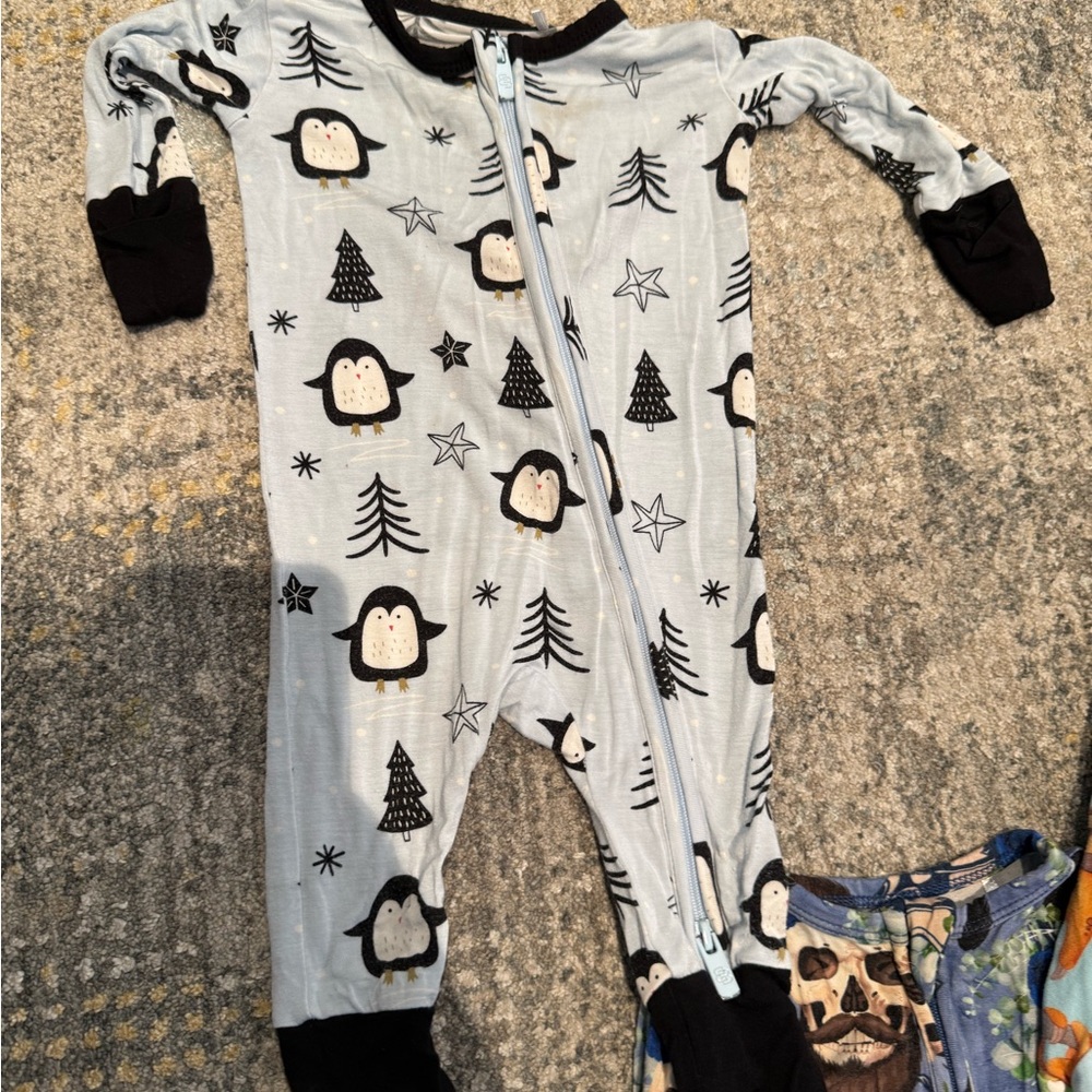 Cozy Critters Kids Footie Pajamas - Blue and Black - Picture 3 of 7